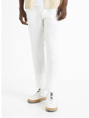 NEW CELIO Mens Linen Cotton Chino Pants White 33/30" NWT